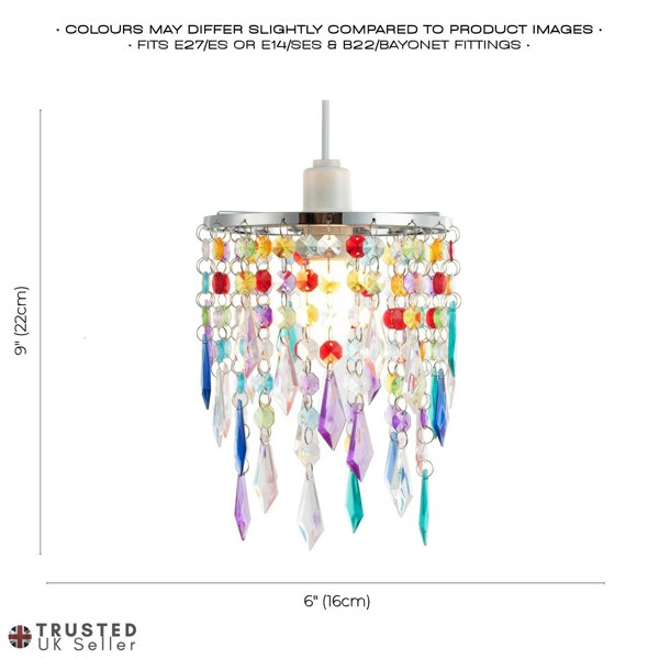 Modern Waterfall Design Pendant Shade with Multi Colour Acrylic Drops and Beads Image 7