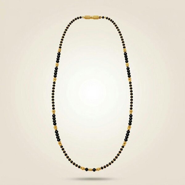 The Colourful Aura Black Crystal Bead Gold Plated Mangalsutra Necklace 16 Inch