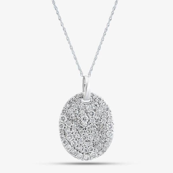 T. H. Baker 9ct White Gold Certified 1.00ct Lab Grown Diamond Oval Pendant Necklace LGP45518-100 (WG)