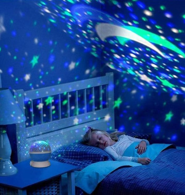 DS Living Moon and Star Projector Night Light for Children Blue