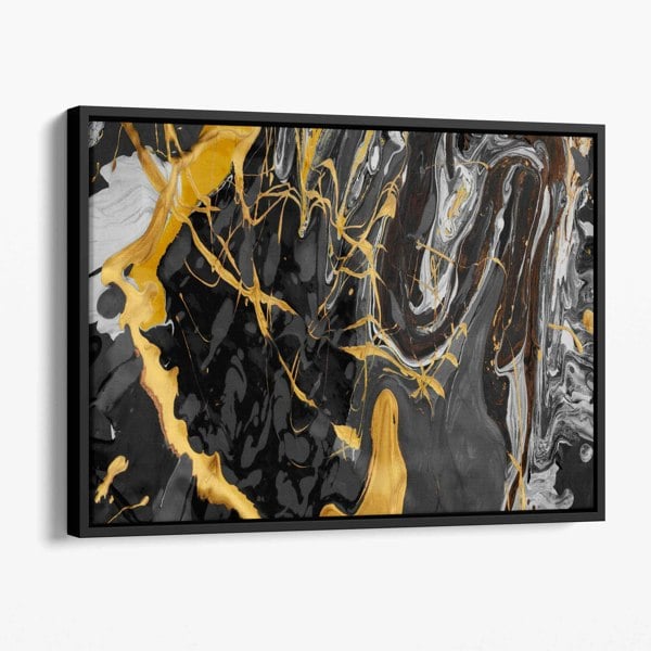 Artze Wall Art Abstract Black and Yellow Canvas Wall Art