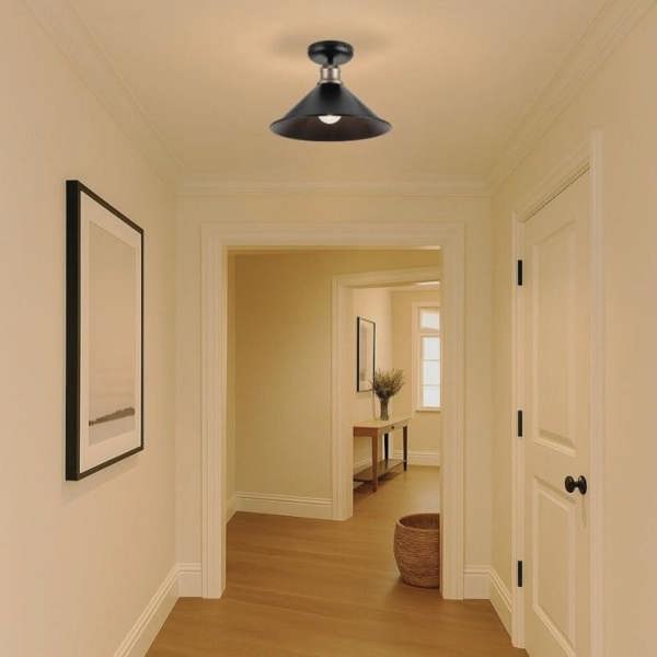 COSYLYTE Bowley Metal Ceiling Flush Light - Matt Black