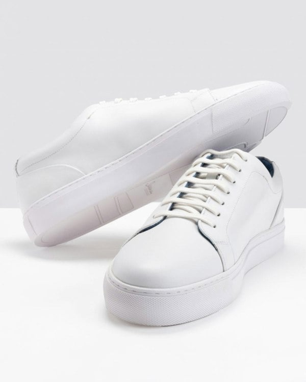 Oliver Sweeney Hayle Antiqued Calf Leather Mens Trainers - White
