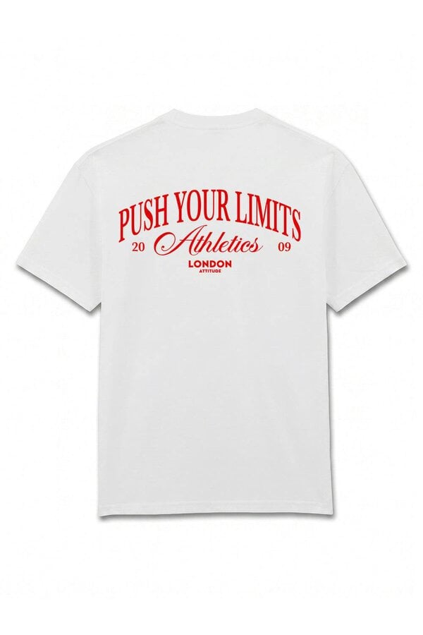 London Attitude Push Your Limits Oversized Heavyweight T-Shirt in Red Print