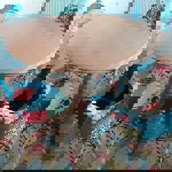 Life Interiors Set of 6 Colorful Patchwork Accent Chairs with Wooden Legs and Metal Wire Frame Mid-Century Modern Dining Chair