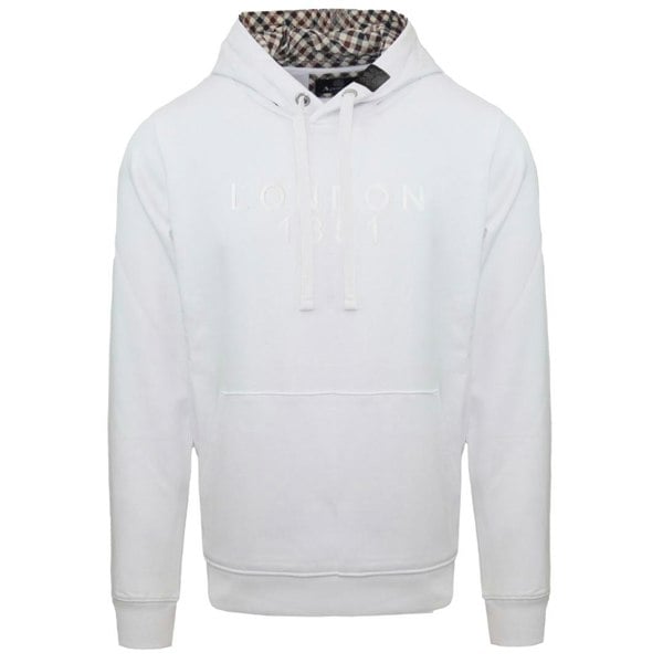 Aquascutum Bold London 1851 Logo Hoodie - White