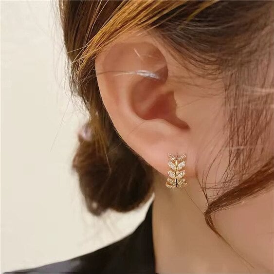 The Colourful Aura Leaf Blossom Hoop Gold & Silver Earrings