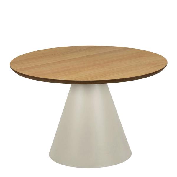 Wyld Haus Hamburg Round Oak Veneer Coffee Table Pillar Steel Base