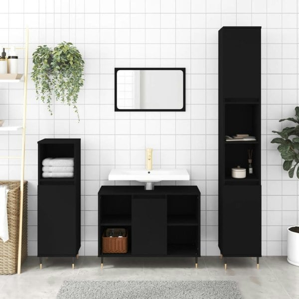 Berkfield Bathroom Cabinet Black 80x33x60 cm Engineered Wood
