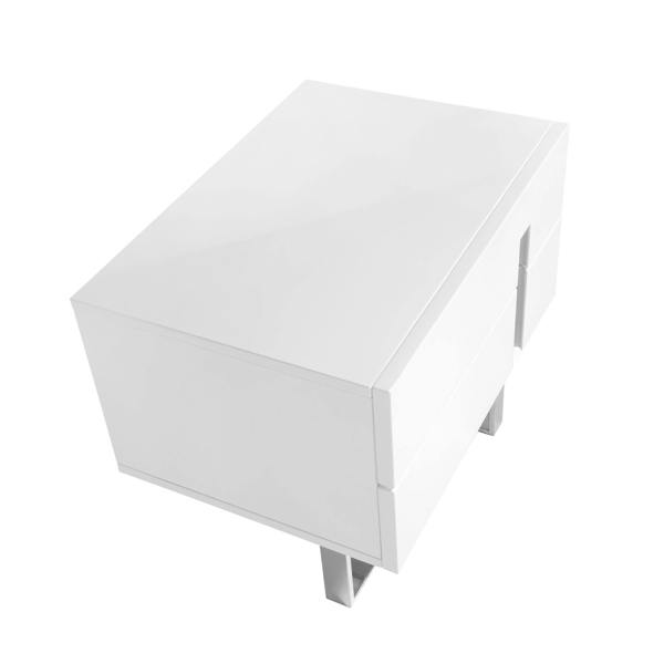Angel Cerdá Bedside Table White Wood and Chrome Plated Steel 7003
