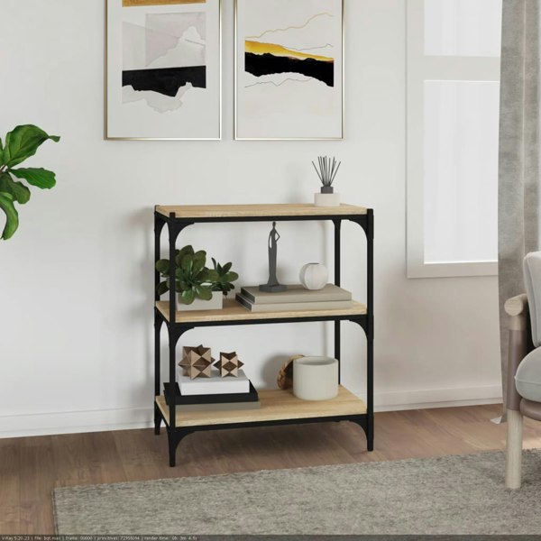 Berkfield Book Cabinet Sonoma Oak 60x33x70.5 cm Engineered Wood and Steel