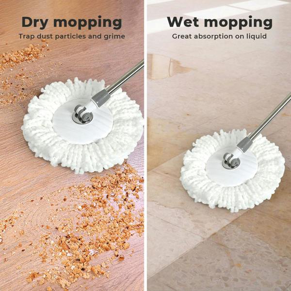 Cleanflo Spin Mop Bucket Set 360° Degree Stainless Steel Rotating Wet Dry White