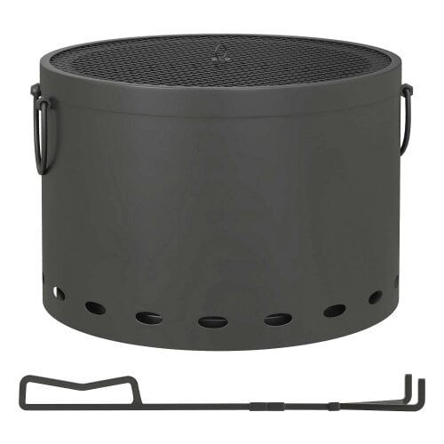 Wyld Haus Lasatta Small Steel Dark Grey Smokeless Portable Fire Pit with Spark Screen And Poker