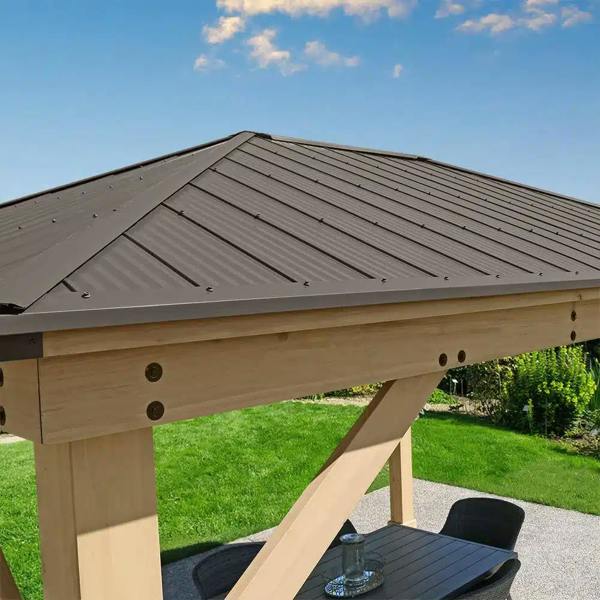 Yardistry Wooden Gazebo 12ft x 16ft (3.7m x 4.9m), Meridian Series 3.7m x 4.9m Wooden Gazebo 5