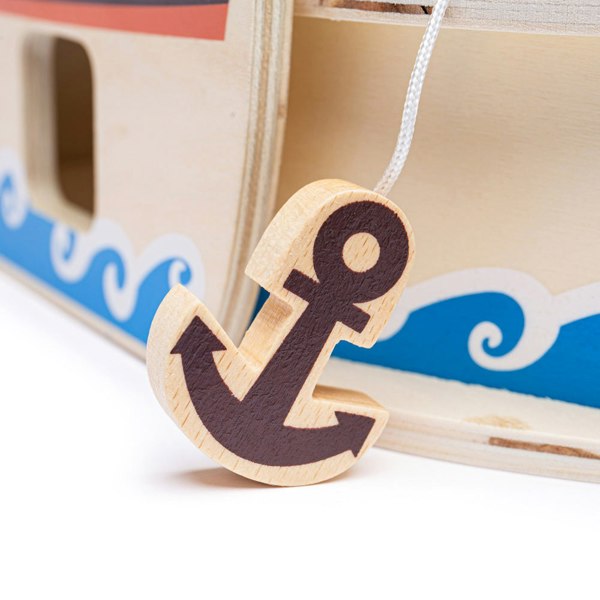 Bigjigs Toys Wooden Mini Pirate Ship Playset - Includes 10 Play Pieces