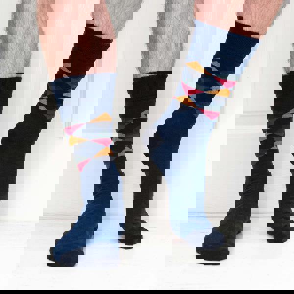 Jemsox Multi Diamond Pattern Organic Cotton Mens Socks | Comfort Welt Top