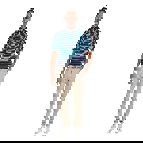 Raging Bull Mens Triple Stripe Pique Polo Shirt - Navy - 