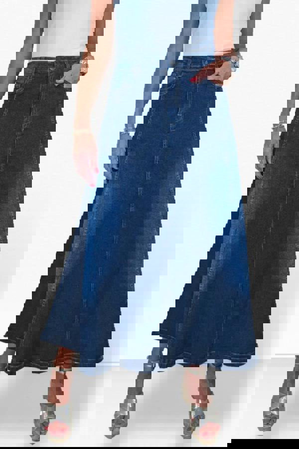 Paulo Due Women's Flared Denim Maxi Skirt