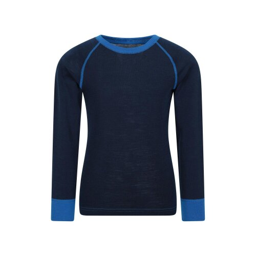 Mountain Warehouse Childrens/Kids Merino II Round Neck Base Layer Top - Blue - Blue - 70% Polyester/30% Cotton
