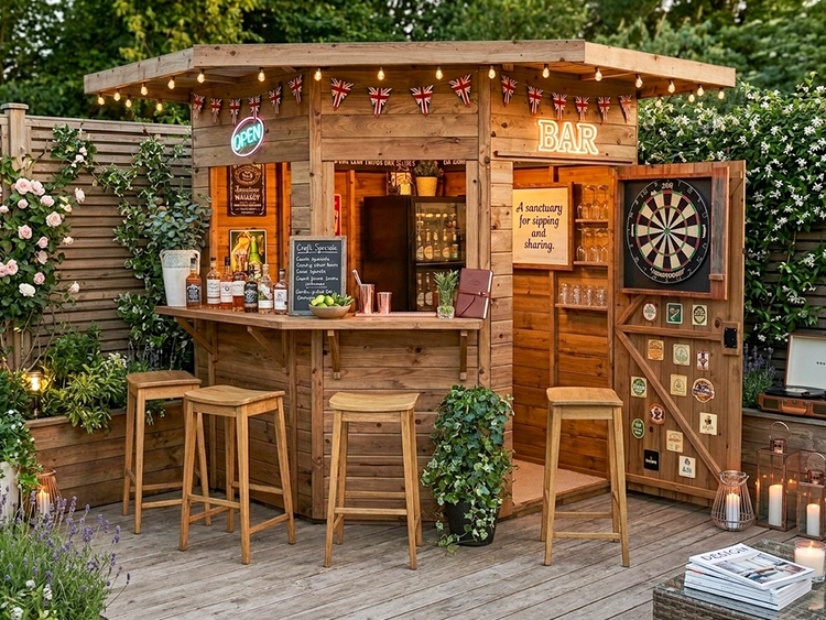 Dunster House Outdoor Bar Shed 2.4m x 2.4m Pressure Treated The Corner Hangover Garden Bar III