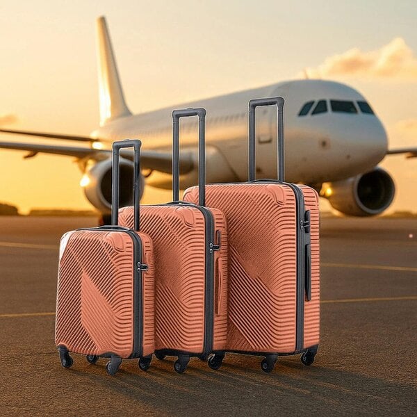Neo Rose Pink 3 Piece Hard Shell Luggage Suitcase Set