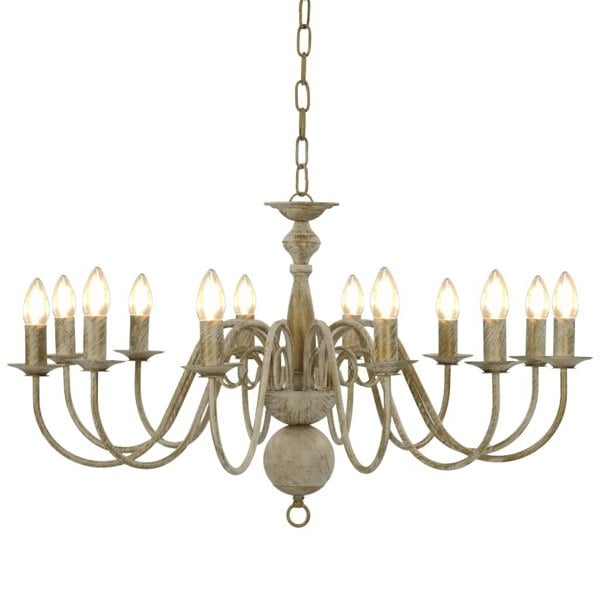 Berkfield Chandelier Antique White 12 x E14 Bulbs