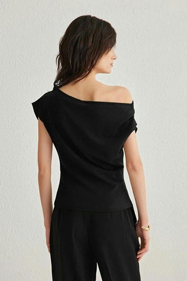 WOVCOR Draped One Shoulder Blouse