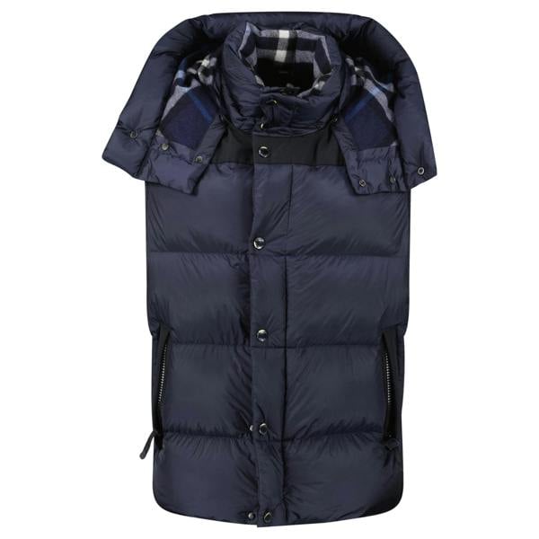 Burberry 'Leeds' Detachable Sleeve Hooded Down Jacket Navy - chancefashionco