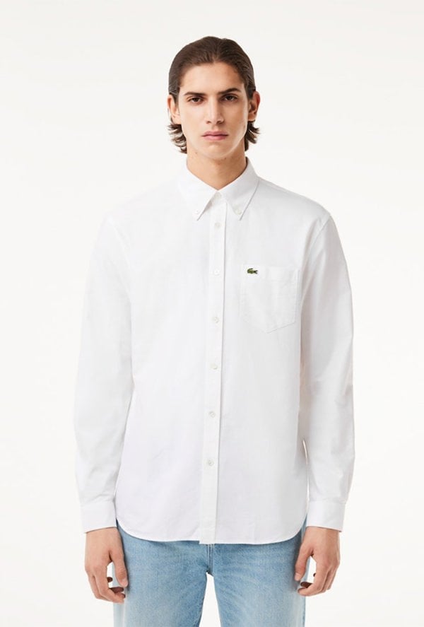 Lacoste Men's Regular Fit Cotton Oxford Shirt - White