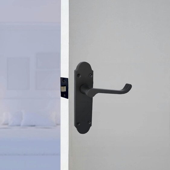 EDH Door Hardware Matt Black Internal Door Handles – 170mm x 42mm – 1, 4 or 6 Pairs – Handle Only or with Tubular Latch