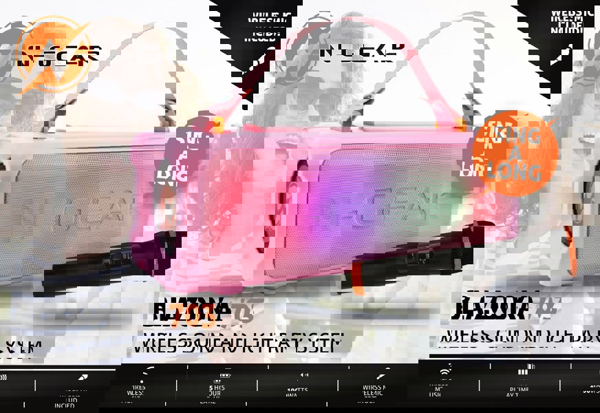 N-Gear | Blazooka 703P Bluetooth Speaker Karaoke Set Party Box with Microphone Pink