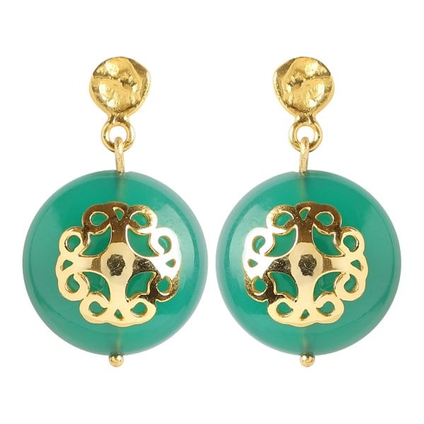 Lila Rasa Green Onyx Earring with Filigree Melange