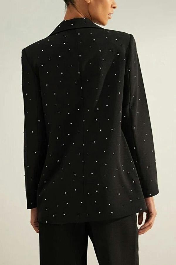 WOVCOR Woven Lined Blazer Jacket with Stone Detail