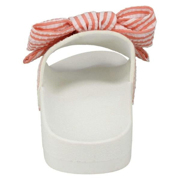Spot On Ladies Spot On Striped Bow Vamp Sliders