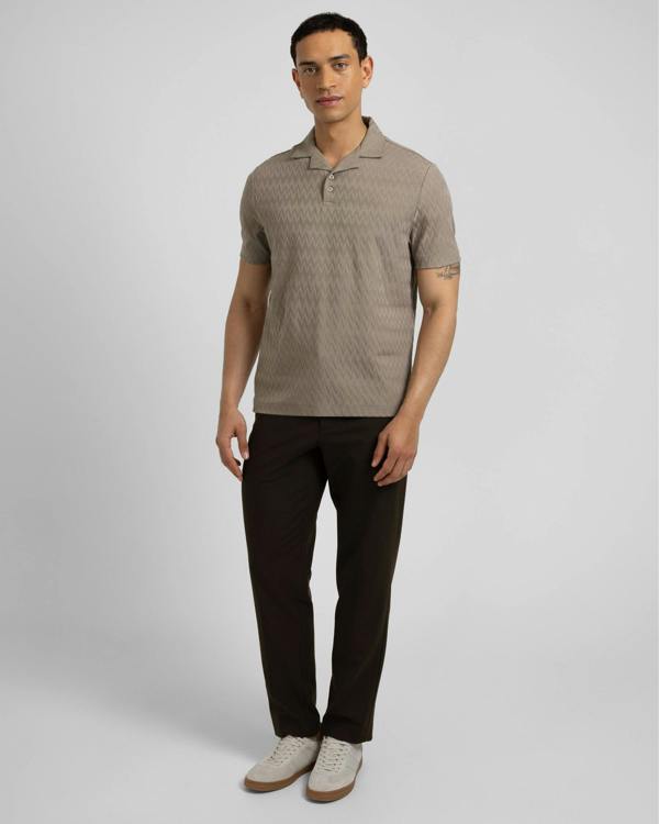 Steel & Jelly Beckton - Zigzag Textured Polo Shirt