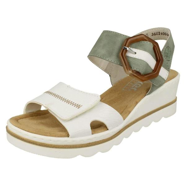 Rieker Ladies Rieker Buckle Detailed Wedge Heeled Sandals 67476