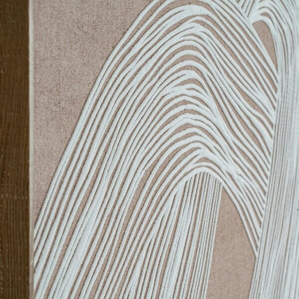 Wyld Haus Naousa Coastal Cream and White Line Art In Frame