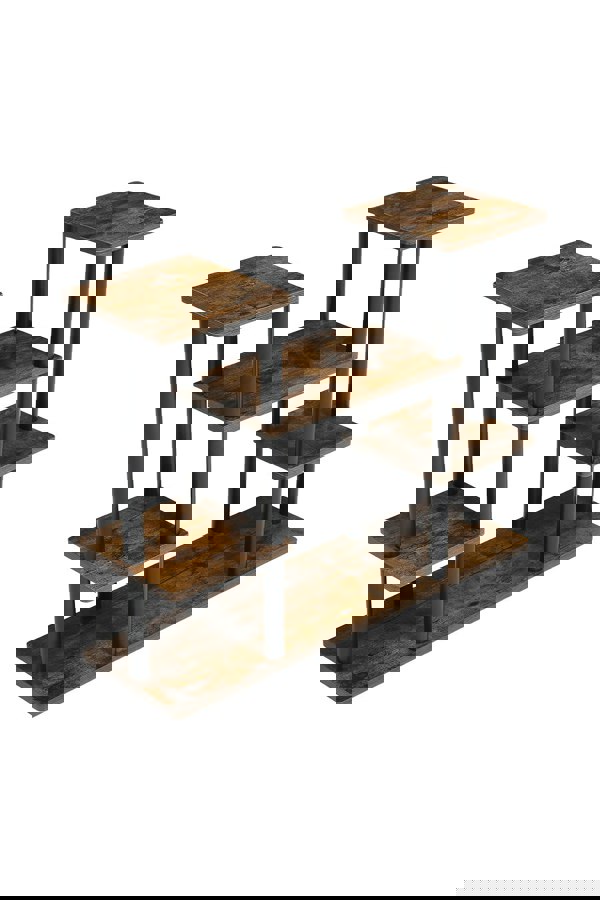 Living and Home 6 Tier Retro Brown Plant Stand Flower Display Shelf Wood Bookcase