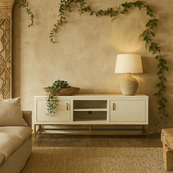 Wyld Haus Curitiba Cream Shagreen 2 Door TV Unit