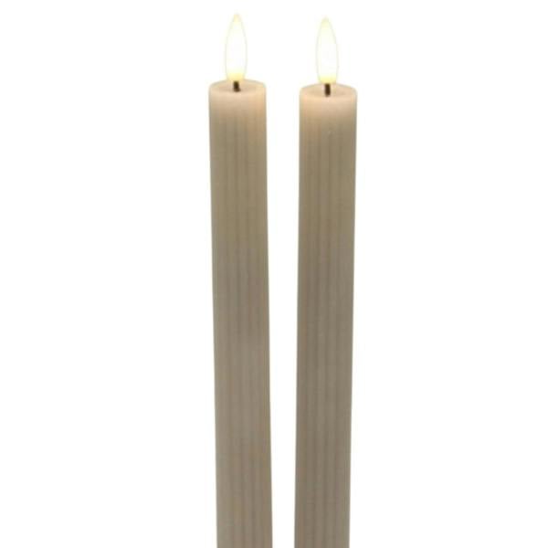 Hill Interiors Luxe Collection Ribbed Taper Candle - Taupe