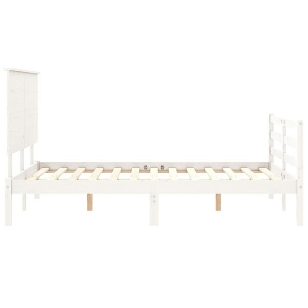 Berkfield Bed Frame with Headboard White 140x190 cm Solid Wood