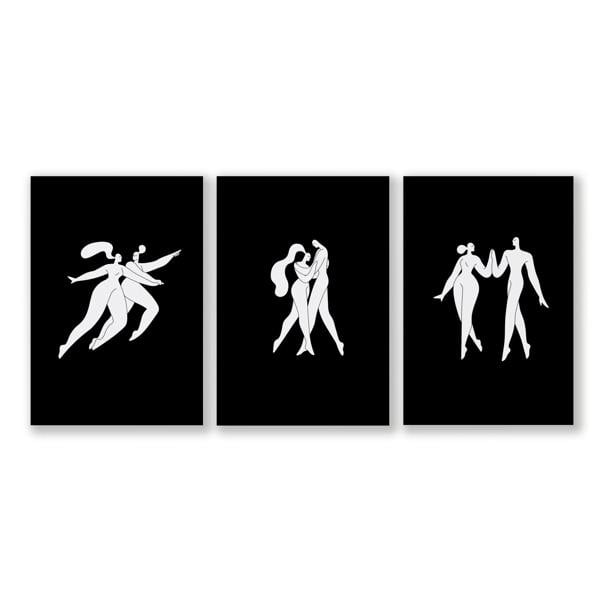 Large Paintings For Living Room | Set of 3 Boho Women Wall art Prints