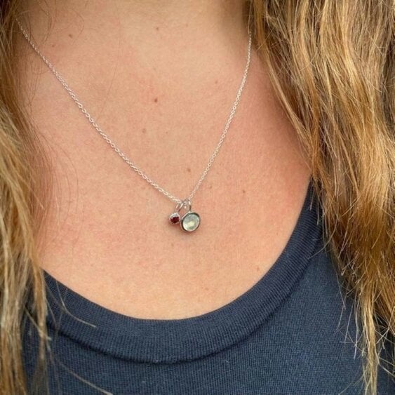Reeves & Reeves Sterling Silver Iris Moon and Garnet Necklace