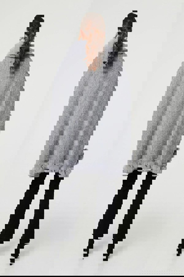 Grey | Faux Fur Lined Oversized Poncho