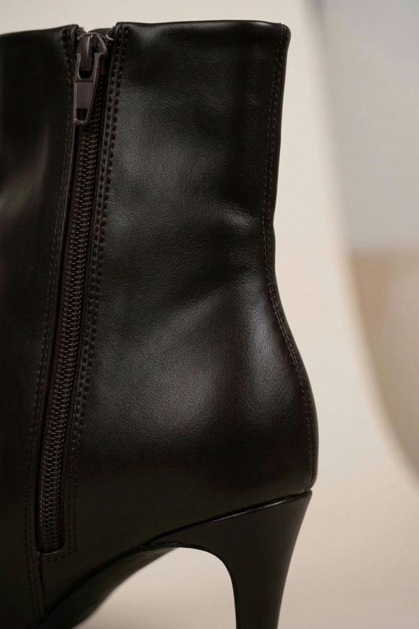 ikrush Svetlana Faux Leather Pointed Toe Kitten Heel Ankle Boots