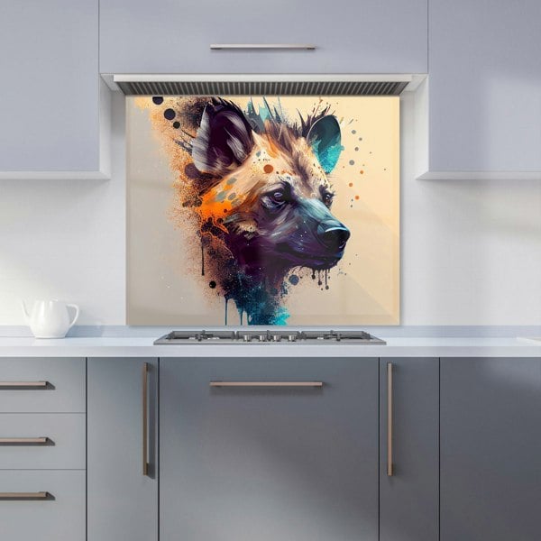 Warren Reed - Designer Hyena Face Splashart Light Background Kitchen Splashback