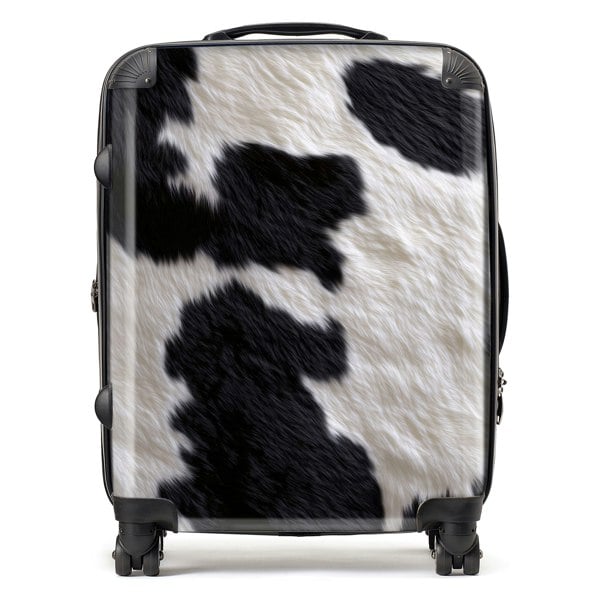 Warren Reed Black And White Cow Hide Suitcase