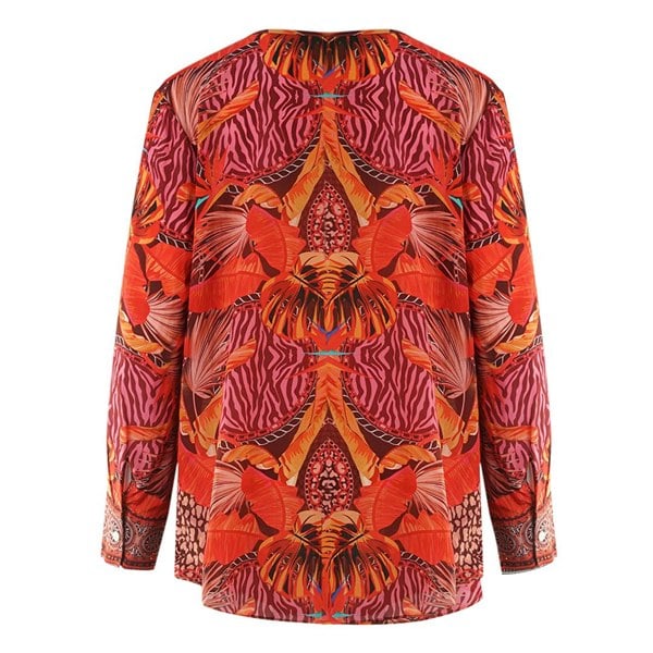 Inoa Congo Rainforest 1202115 Long Sleeve Red Silk Fish Top