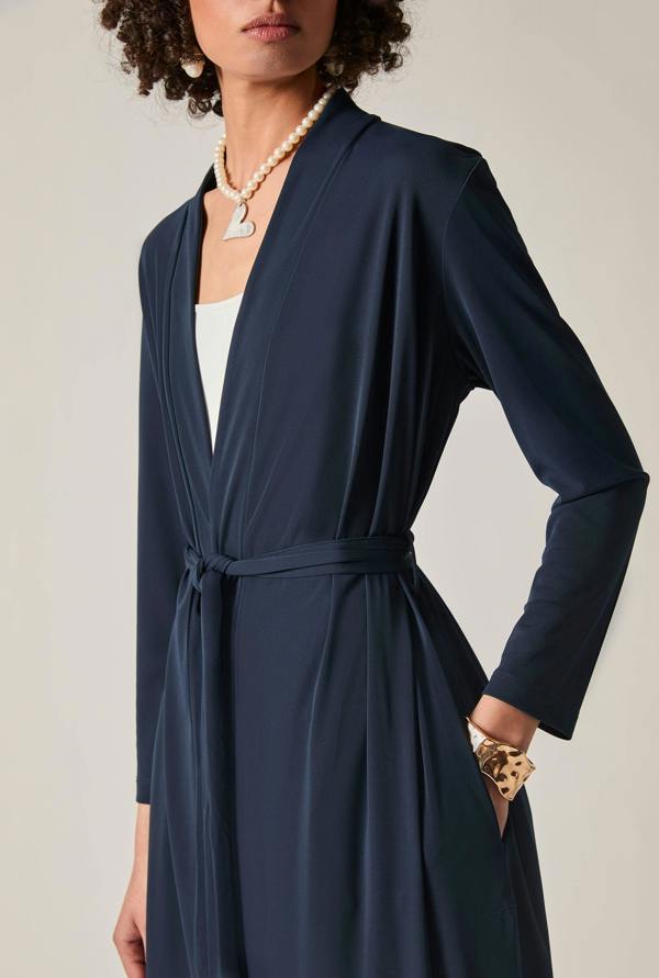 James Lakeland Navy Jersey Longline Cardigan