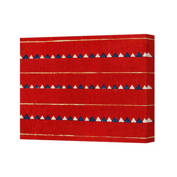 Benjamin Tate Design Bold Red Geometric Canvas Wall Art With Triangles Pattern